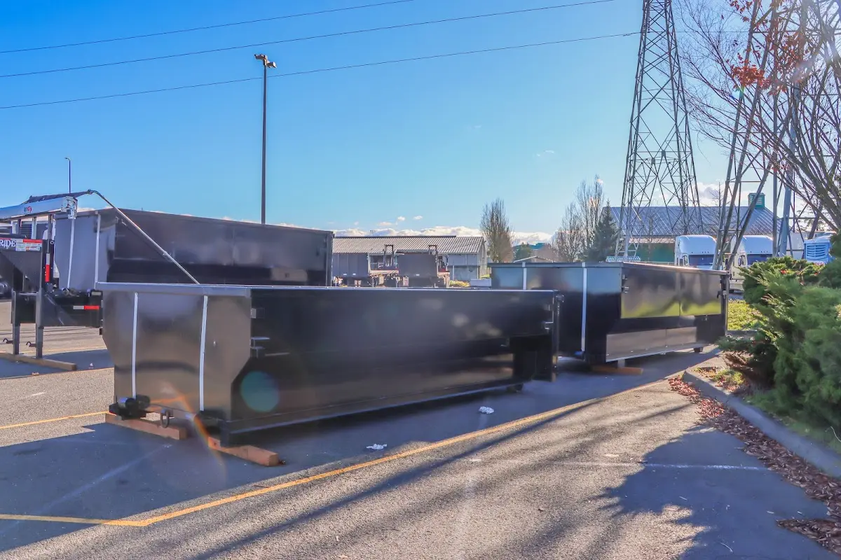 Roll-off dumpster ready for waste disposal at job site for 15 Yard Dumpster Rental in San Angelo